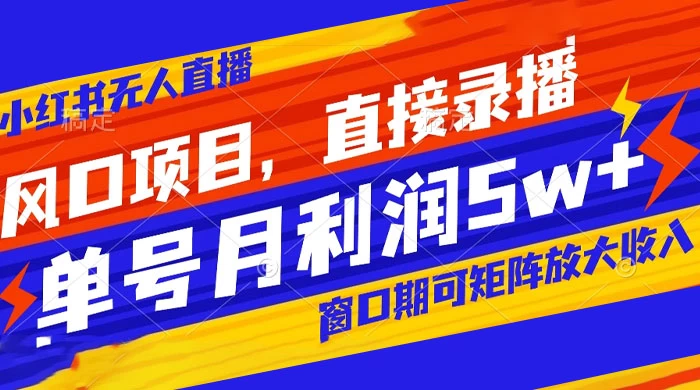 无人直播带货，录播月入5w+，小红书新风口项目揭秘-聚财技资源库