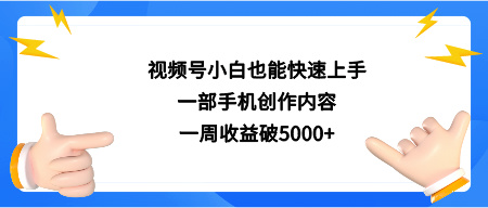 视频号小白也能快速上手，一部手机创作内容，一周收益破5000+！-聚财技资源库
