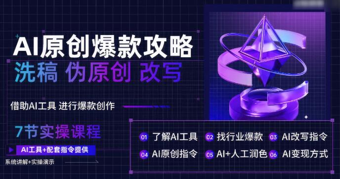 AI原创爆款攻略大揭秘，洗稿改写伪原创技巧，轻松打造10万+爆款文案！-聚财技资源库