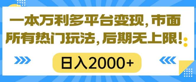 全新多平台变现秘籍，一本万利，掌握市面热门玩法，日入2000+-聚财技资源库