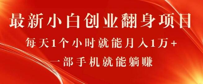 小白专属创业翻身项目，日耗一小时实现月入万+，零门槛，手机操作-聚财技资源库