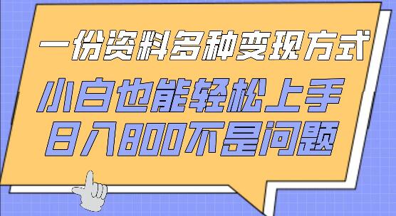 资料变现秘籍，多种方式轻松上手，小白也能日入800+-聚财技资源库