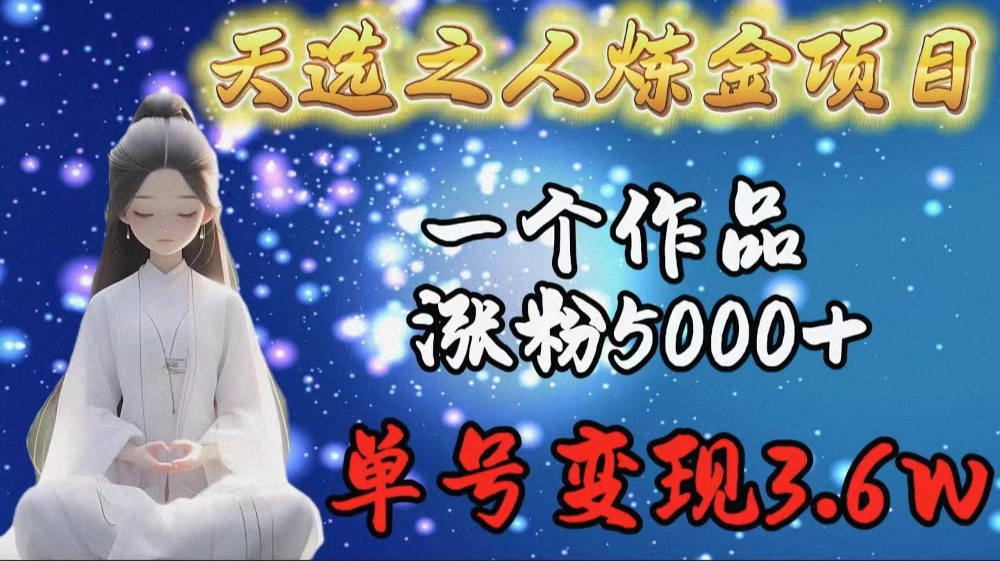 天选之人炼金项目揭秘，单部作品涨粉5000+，单号变现高达3.6万！-聚财技资源库