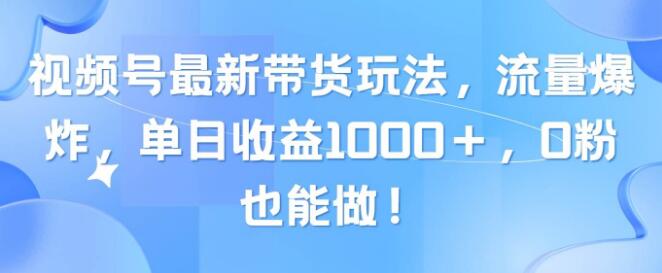 视频号带货新策略，流量飙升，轻松实现单日1000+，零粉丝即可操作！-聚财技资源库
