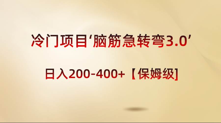 冷门项目玩法，脑筋急转弯3.0，新手也能操作【保姆级教程】-聚财技资源库