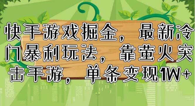 快手游戏掘金秘籍，揭秘最新冷门暴利玩法，萤火突击手游单条视频轻松变现过万-聚财技资源库