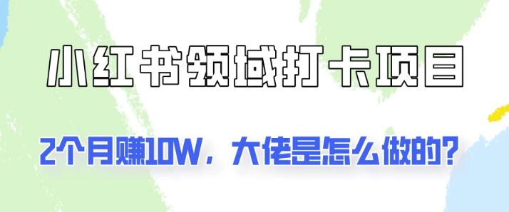 小红书领域打卡项目揭秘，2个月赚取10W+的实战技巧与大佬经验分享-聚财技资源库