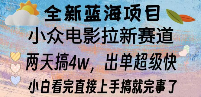 全新蓝海市场，小众电影拉新策略，小白也能快速上手操作！-聚财技资源库