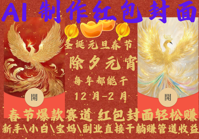 AI红包新操作，春节必备，发红包、领红包两不误，全年红包封面热销，从圣诞到元宵不停歇！-聚财技资源库