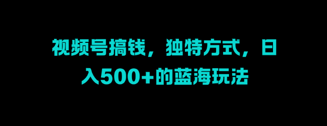 视频号赚钱实战指南，独特盈利方法分享，稳定日收益，解锁蓝海市场新机遇！-聚财技资源库