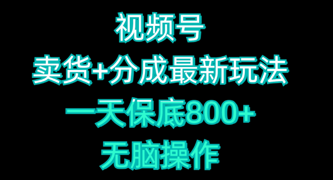 视频号卖货分成新策略，高效玩法揭秘，日收入800+，轻松上手！-聚财技资源库