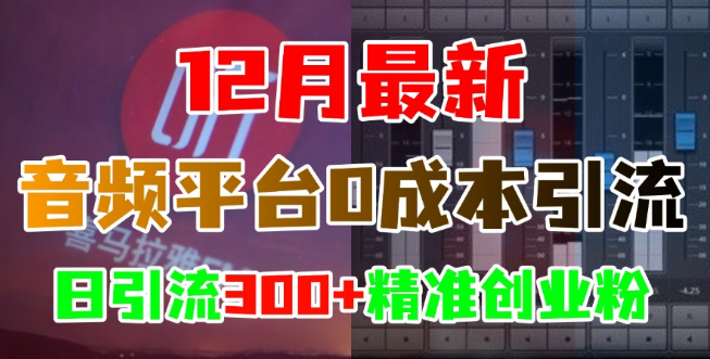 12月最新音频平台引流秘籍，0成本日吸300+精准创业粉丝！-聚财技资源库
