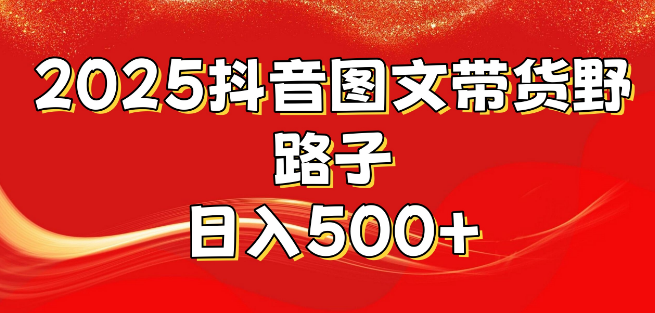 2025抖音图文带货新策略，野路子起号快狠准，日入500+轻松达成！-聚财技资源库