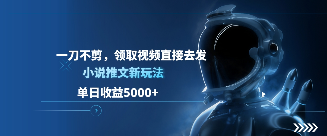 小说推文新策略，单日收益突破5000+，无需剪辑，直接领取视频发布！-聚财技资源库